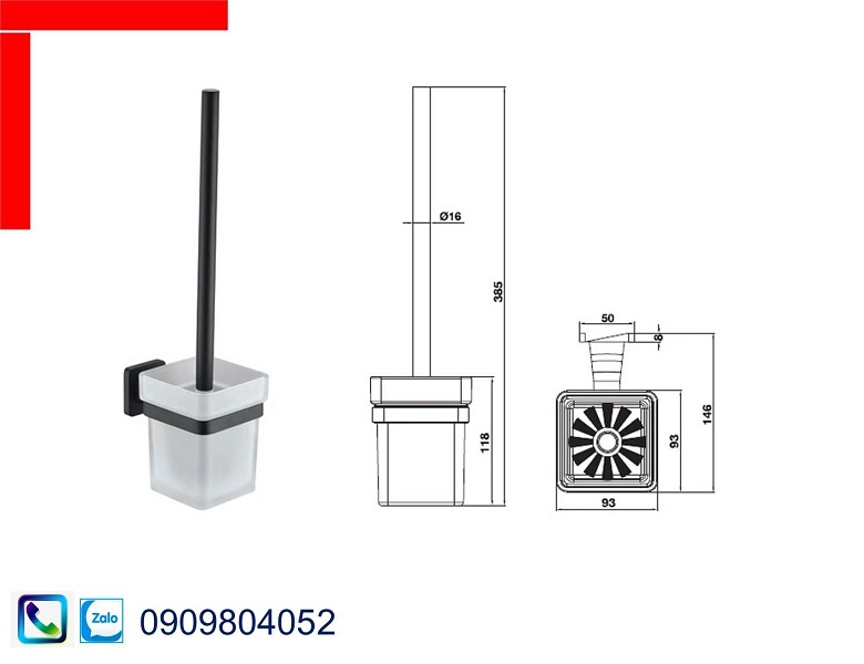 Phụ kiện nhà tắm Hafele Fortune 580.41.550 giá treo cọ vệ sinh màu đen