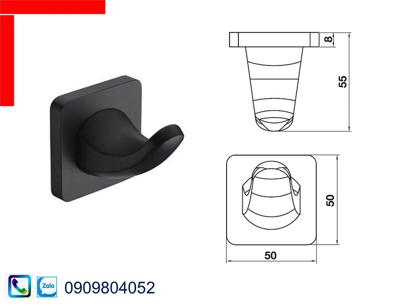 Phụ kiện nhà tắm Hafele Mysterious 580.41.500 móc treo khăn màu đen