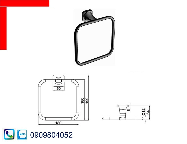 Phụ kiện nhà tắm Hafele Mysterious 580.41.510 vòng treo khăn màu đen