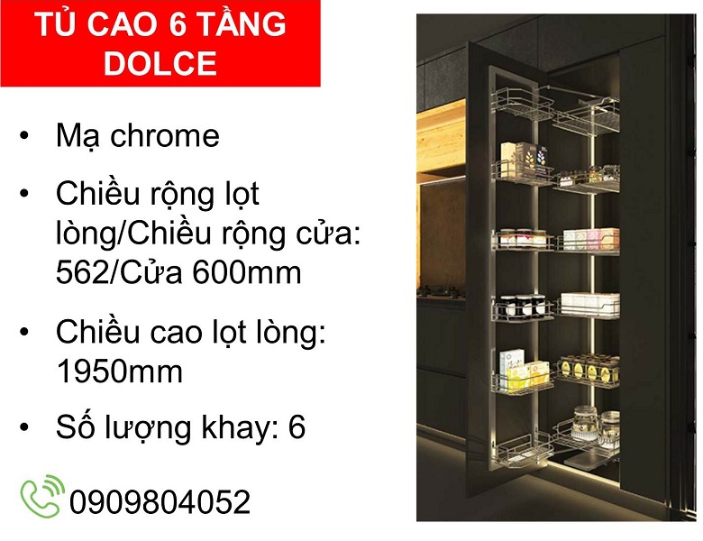 Phụ kiện tủ bếp đứng 6 tầng Cucina Dolce 548.65.252 mạ chrome