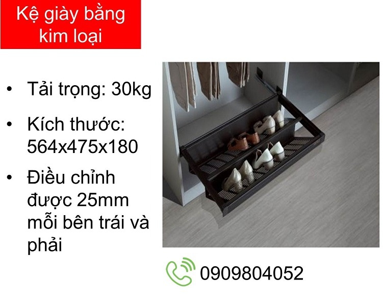 Kệ để giày Hafele 807.95.161 làm bằng kim loại rộng 600mm màu chestnut