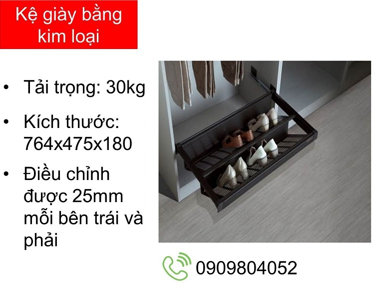Kệ để giày Hafele 807.95.163 làm bằng kim loại R.800mm màu chestnut