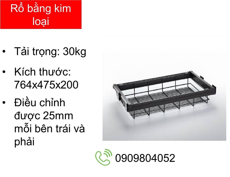 Phụ kiện tủ quần áo Hafele 807.95.843 rổ kéo kim loại R.800mm màu trắng