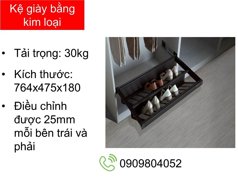 Kệ để giày Hafele 807.95.863 làm bằng kim loại rộng 800mm màu trắng