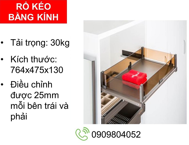 Phụ kiện tủ quần áo Hafele 807.95.873 rổ kéo bằng kính R.800mm màu trắng