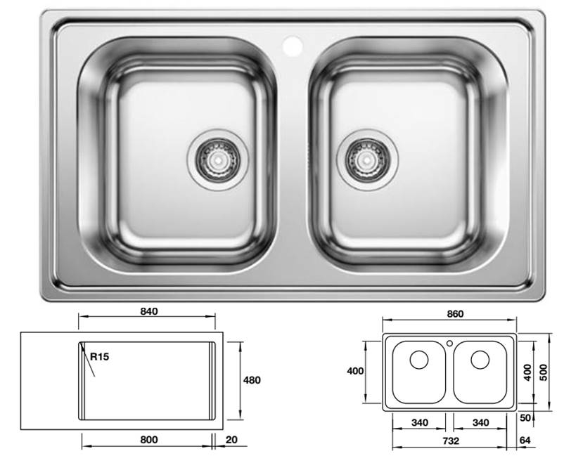 Châu rửa bát Inox blanco Dinas 8 570.27.219