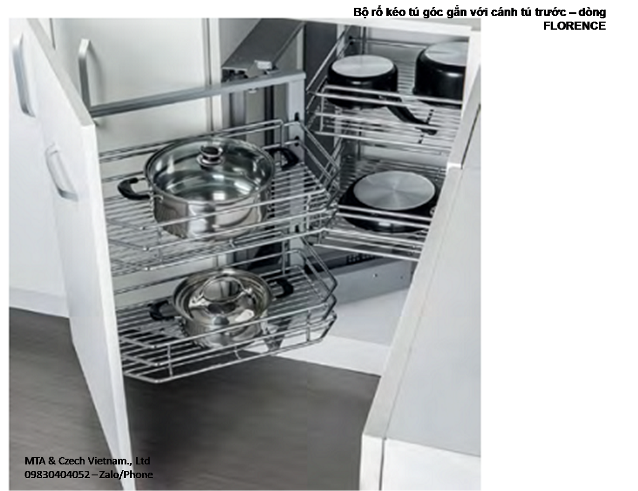 Rổ kéo phụ kiện tủ bếp góc gắn vào cánh tủ trước 548.21.002