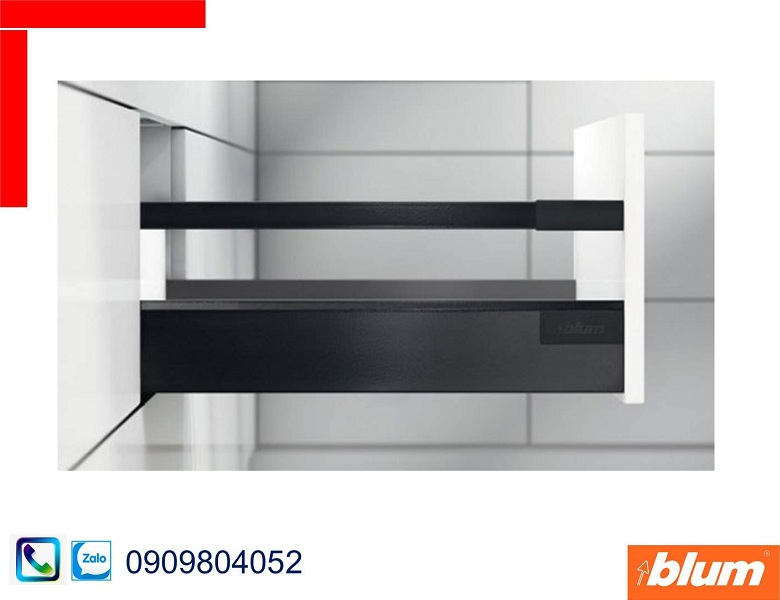 Ray hộp Blum X2 Antaro màu đen có thanh nâng cấp chiều cao 173mm