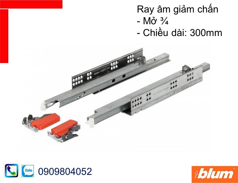 Ray âm giảm chấn Blum 550H3000B Tandem mở 3/4 chiều dài 300mm