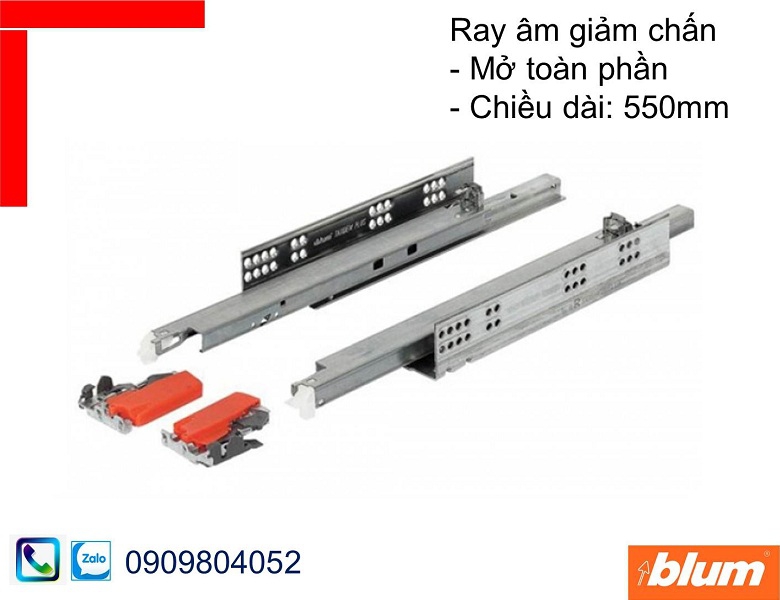 Ray âm giảm chấn Blum 560H5500B Tandem mở toàn phần chiều dài 550mm