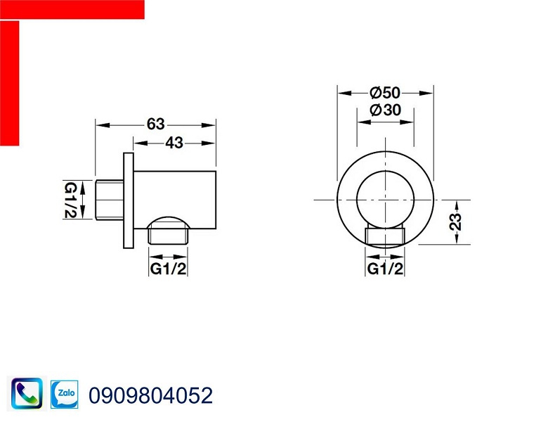 Bộ tiếp nước dạng tròn 485.60.060 màu đen