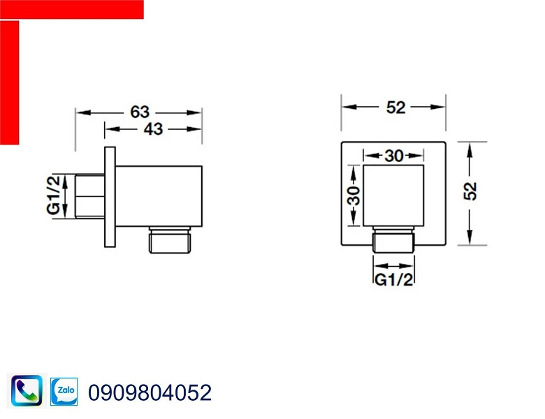 Bộ tiếp nước dạng vuông 485.60.009 màu chrome