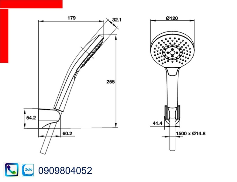 Vòi sen tay Hafele 485.60.051 Airsense 120R màu chrome