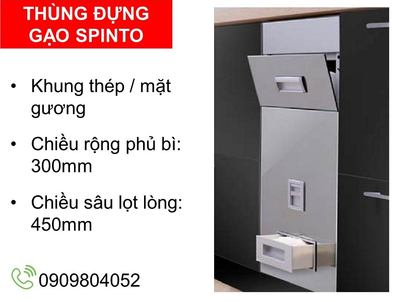 Thùng đựng gạo Hafele Spinto 549.32.744 mặt gương