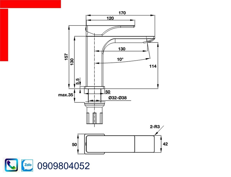 Vòi Lavabo Hafele 495.61.120 vòi trộn Regal chiều cao 110mm