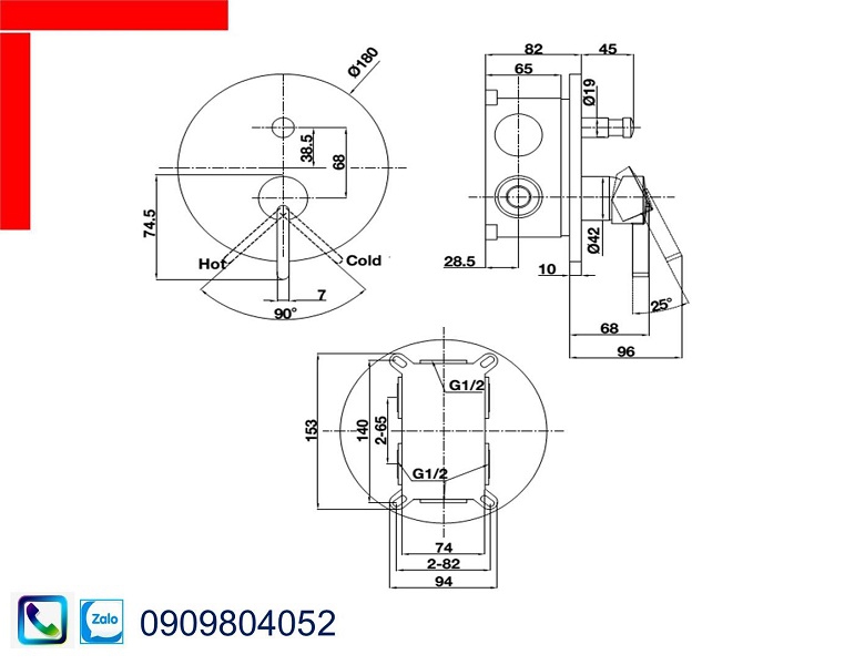 Vòi Lavabo Hafele 495.61.147 bộ trộn âm 2 đường nước Roots