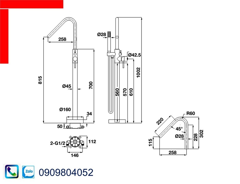 Vòi Lavabo Hafele 495.61.177 bộ trộn bồn tắm đặt sàn Roots