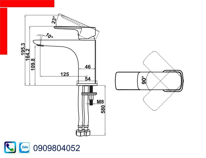 Vòi Lavabo Hafele 589.15.000 vòi trộn Kobe chiều cao 100mm