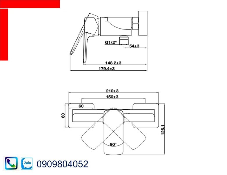 Vòi Lavabo Hafele 589.15.006 bộ trộn nổi 1 đường nước Kobe