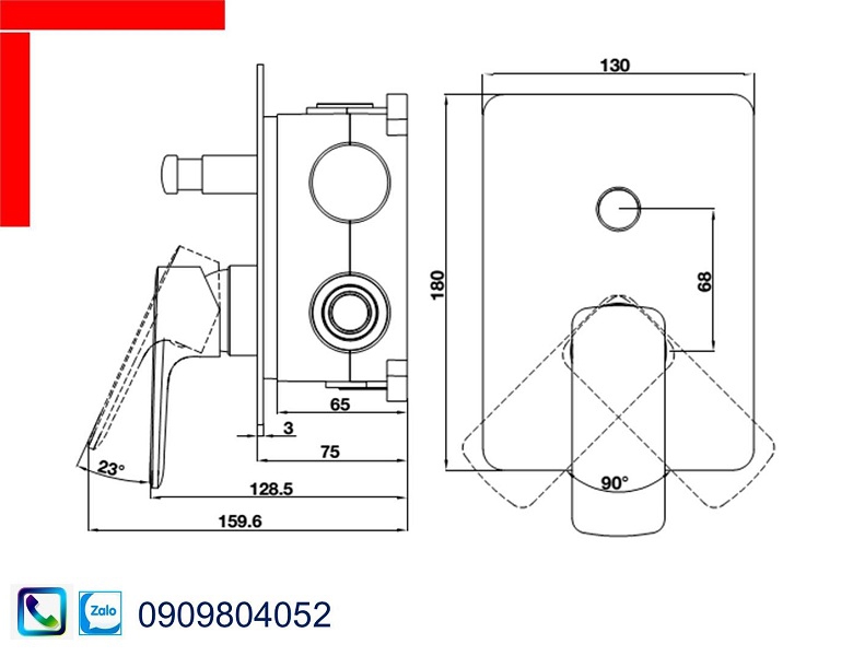 Vòi Lavabo Hafele 589.15.007 bộ trộn âm 2 đường nước Kobe