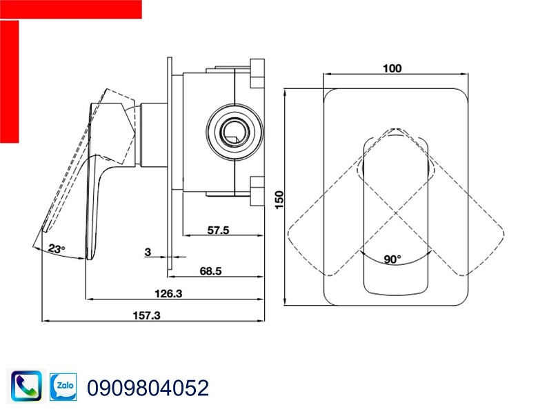 Vòi Lavabo Hafele 589.15.008 bộ trộn âm 1 đường nước Kobe