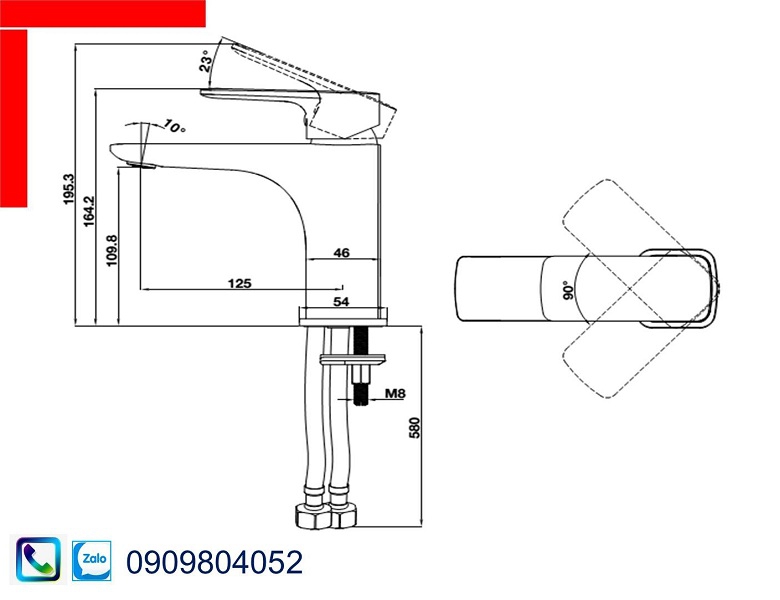 Vòi Lavabo Hafele 589.15.030 vòi trộn Kobe màu đen chiều cao 100mm