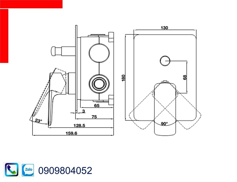 Vòi Lavabo Hafele 589.15.037 bộ trộn âm 2 đường nước Kobe màu đen