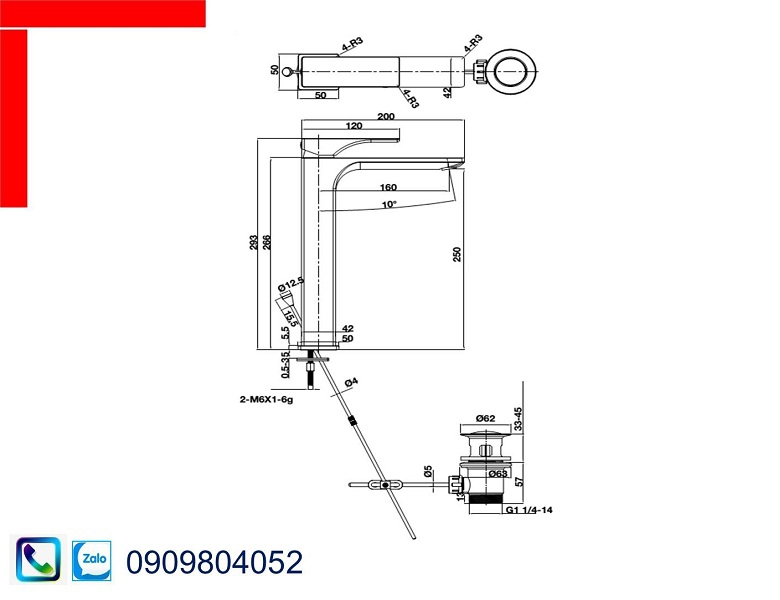 Vòi Lavabo Hafele 589.79.001 vòi trộn Regal chiều cao 250mm có bộ xả kéo