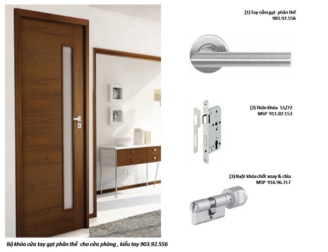 Khóa cửa tay gạt phân thể Inox 304 (tay rổng) - 903.92.556