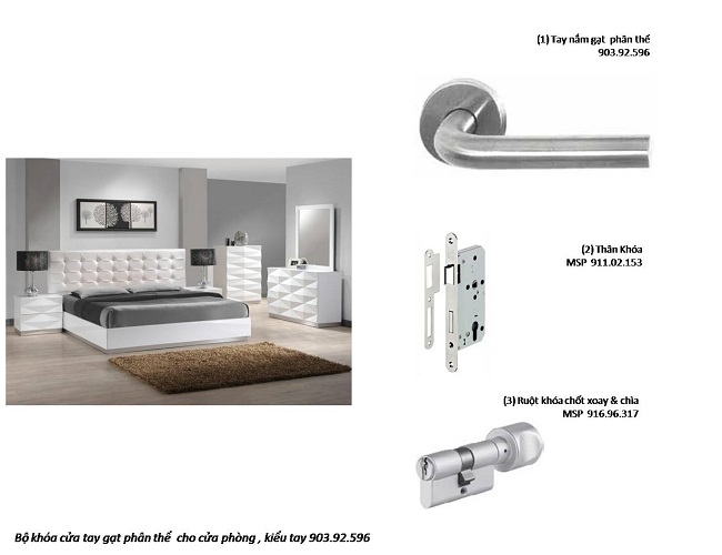 Khóa cửa tay gạt phân thể Inox 304 (tay rổng) - 903.92.596