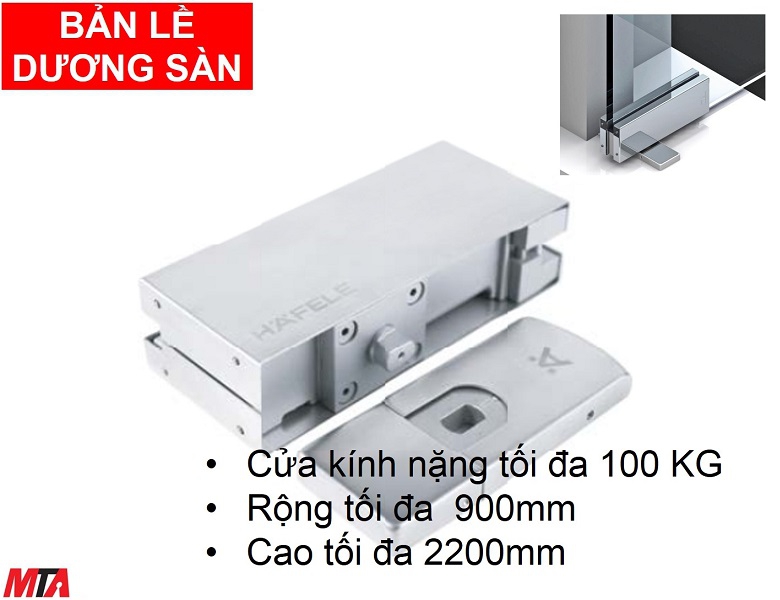 Bản lề dương sàn hafele HPF 981.78.902 tải trọng cửa 100kg.