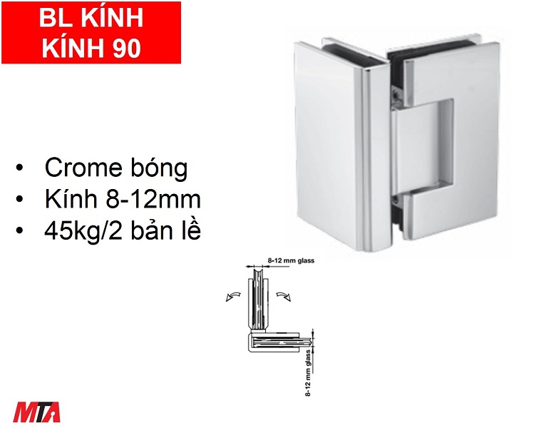 Bản lề kính kính 90 độ Hafele 981.77.906 màu crom bóng