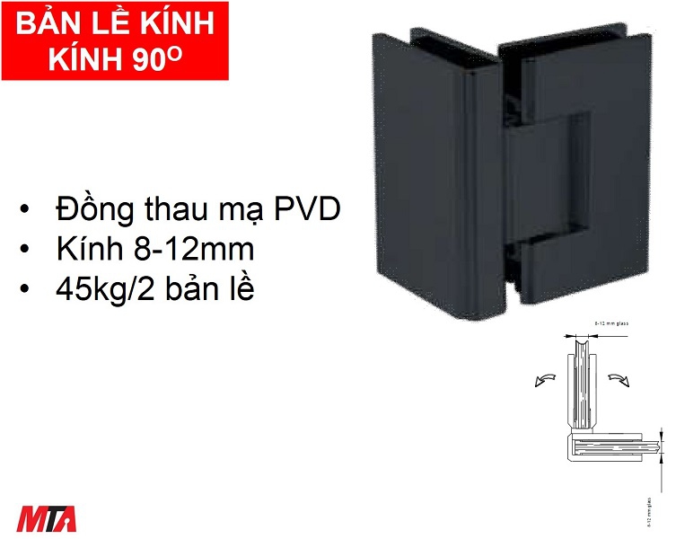 Bản lề kính tường 90 độ Hafele  981.77.907 màu đen mờ