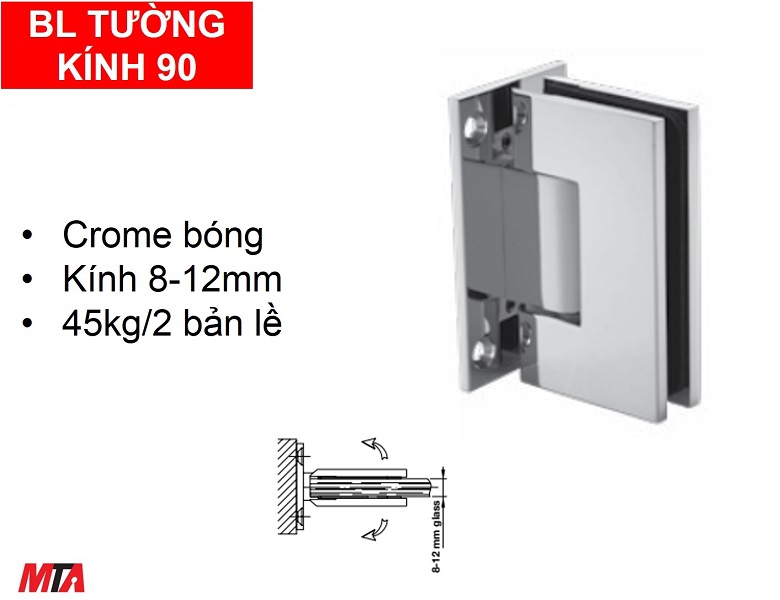 Bản lề kính tường 90 độ Hafele 981.77.900 màu crom bóng