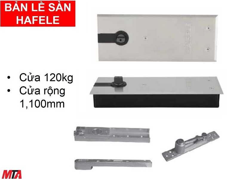 Bản lề sàn hafele 932.77.020 cửa nặng 120kg rộng 1100mm