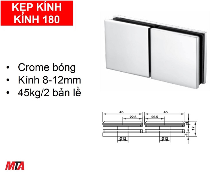 Kẹp kính kính 180 độ Hafele 981.77.912 màu crome bóng