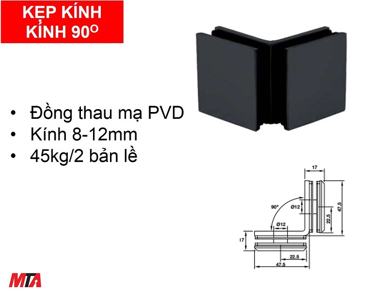 Kẹp kính kính 90 độ có ...
