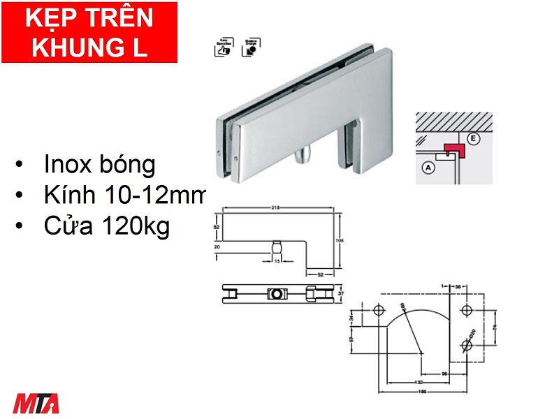 Kẹp kính chữ L Hafele 981.00.663 màu inox bóng