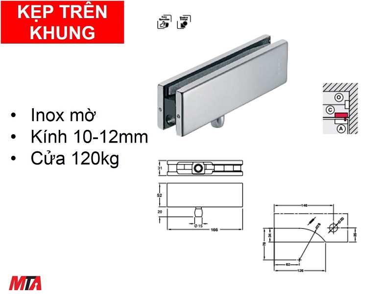 Kẹp kính trên khung Hafele 981.00.650 màu inox mờ