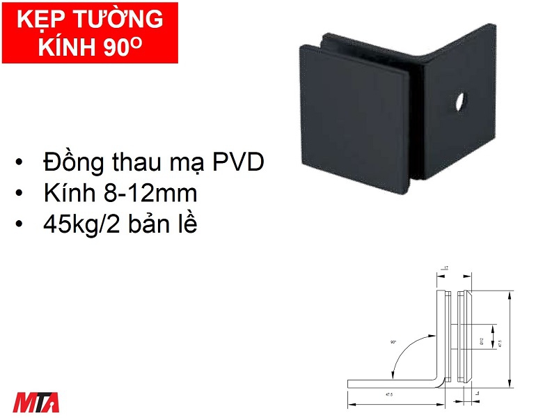 Kẹp tường kính 90 độ có ...