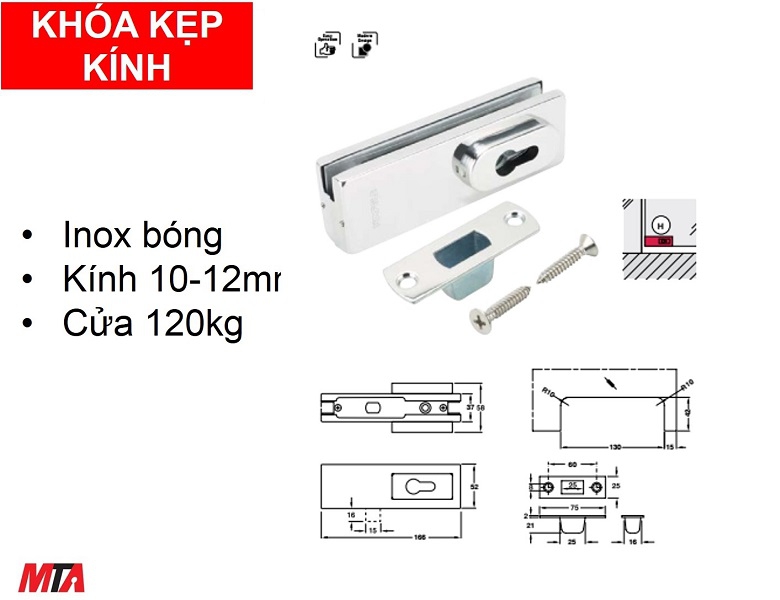 Khóa Kẹp kính Hafele 981.00.660 màu inox bóng