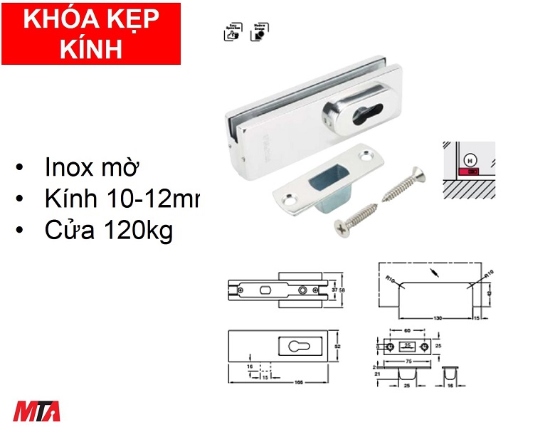 Khóa Kẹp kính Hafele 981.50.030 màu inox mờ