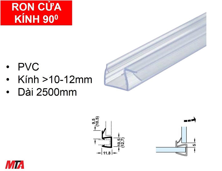 Ron cửa kính 90 độ Hafele 950.50.003 kính dày 11-12mm