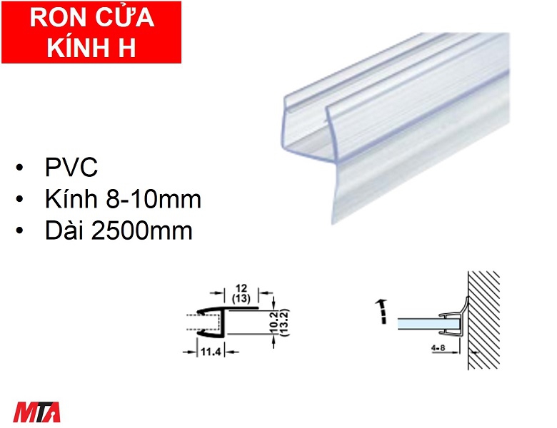 Ron cửa kính chữ H hafele 950.50.008 kính dày 8-10mm