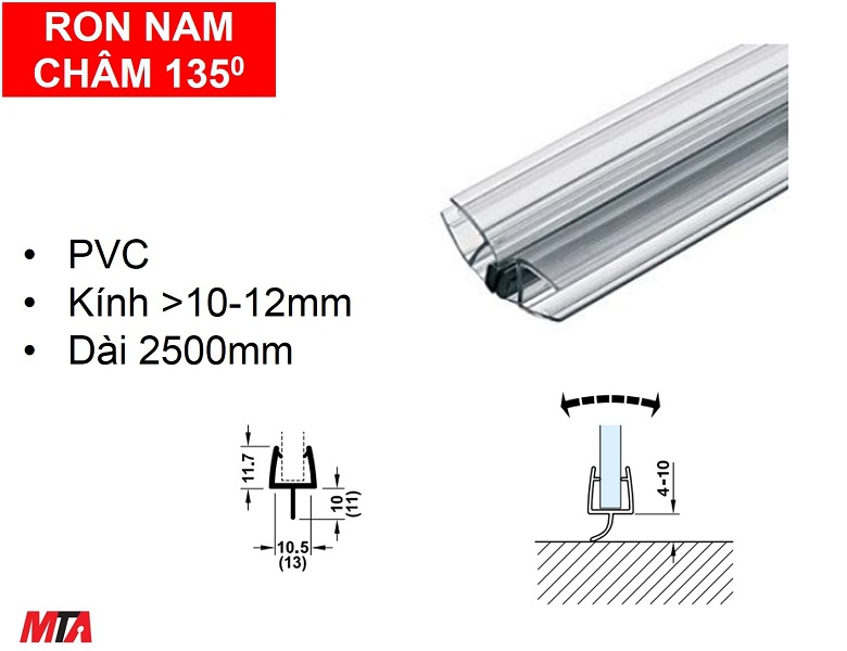 Ron cửa kính nam châm 135 độ Hafele 950.50.029 kính dày 11-12mm