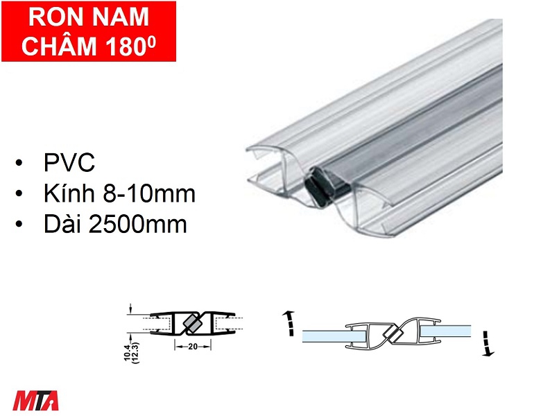 Ron cửa kính nam châm 180 độ Hafele 950.50.030 kính dày 8-10mm