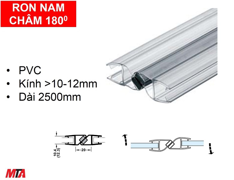 Ron cửa kính nam châm 180 độ Hafele 950.50.031 kính dày 11-12mm