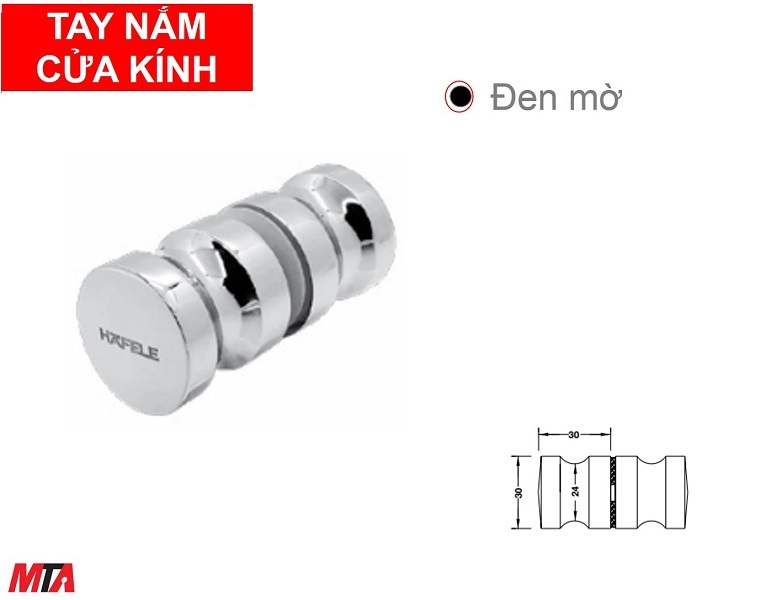 Tay nắm cửa kính Hafele 981.71.123 màu đen mờ