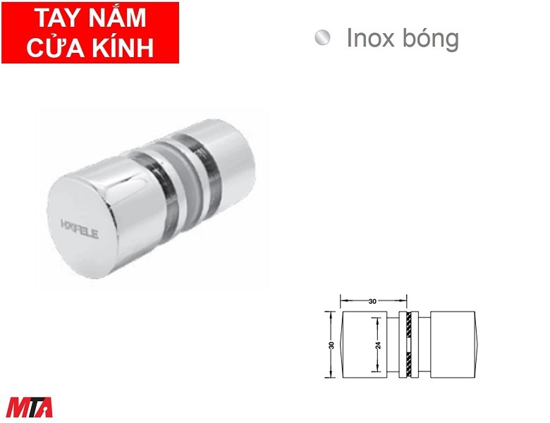 Tay nắm cửa kính Hafele 981.71.132 màu crome bóng