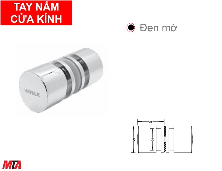 Tay nắm cửa kính Hafele 981.71.133 màu đen mờ